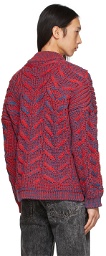 Serapis Red & Navy Wool Cable Knit Sweater