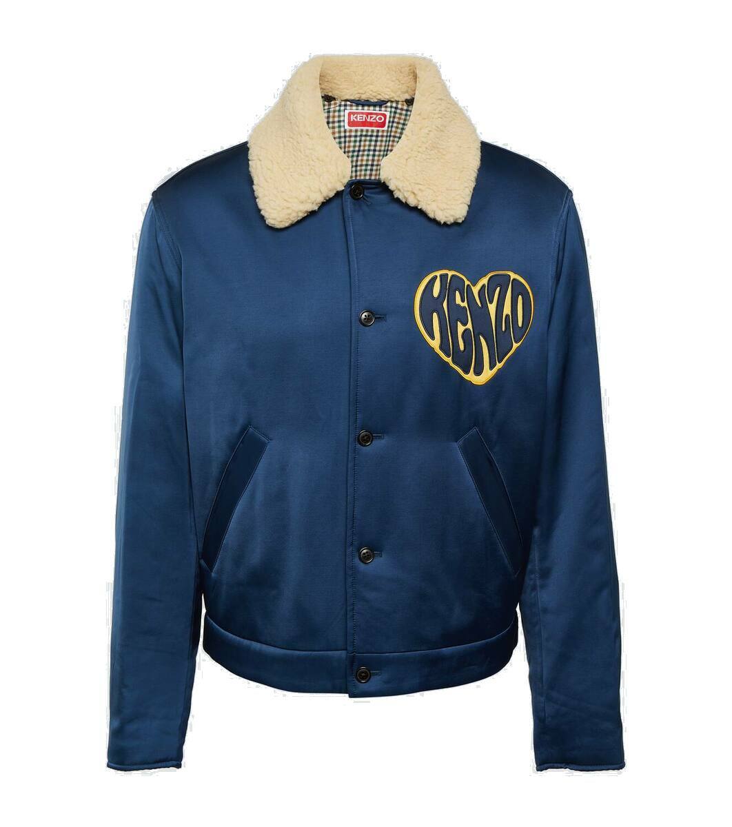 Kenzo Logo faux shearling-trimmed satin jacket Kenzo