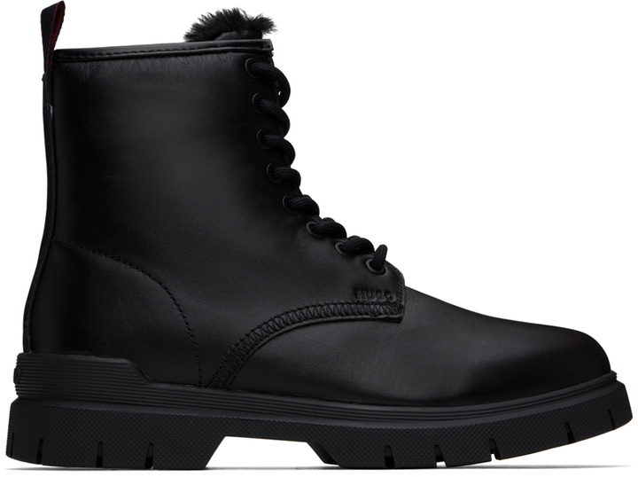 Hugo Boss Black Leather Lace-Up Boots HUGO - Lace-up leather boots with chunky sole - Black main image 2