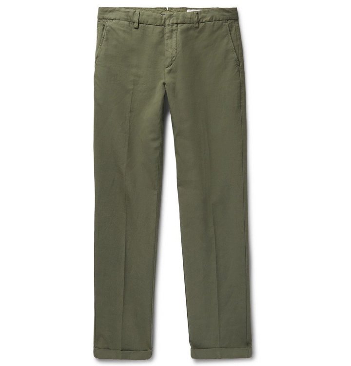 Photo: NN07 - Noho Slim-Fit Cotton and Linen-Blend Trousers - Men - Army green