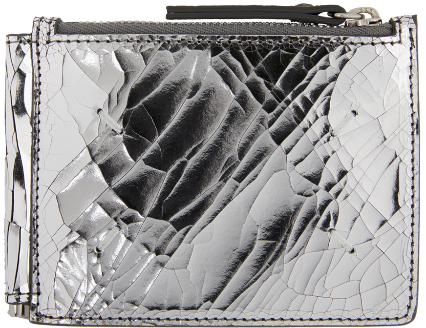 Maison Margiela Silver Crackled Trifold Wallet Maison Margiela