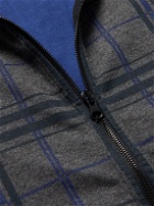 Schiesser - Helge Logo-Appliquéd Checked Cotton-Blend Jersey Zip-Up Sweatshirt - Gray