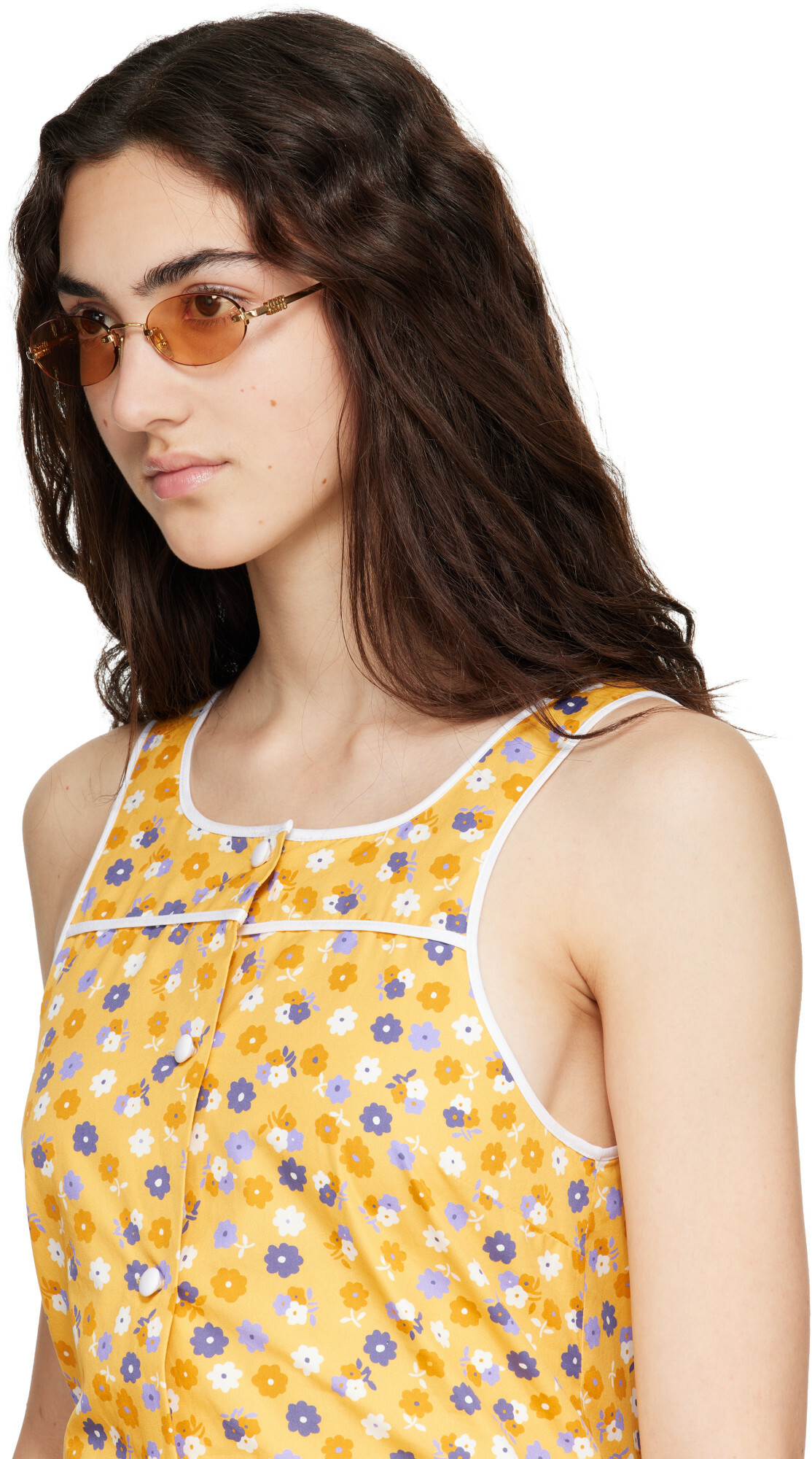 Miu Miu Eyewear Gold Logo Sunglasses