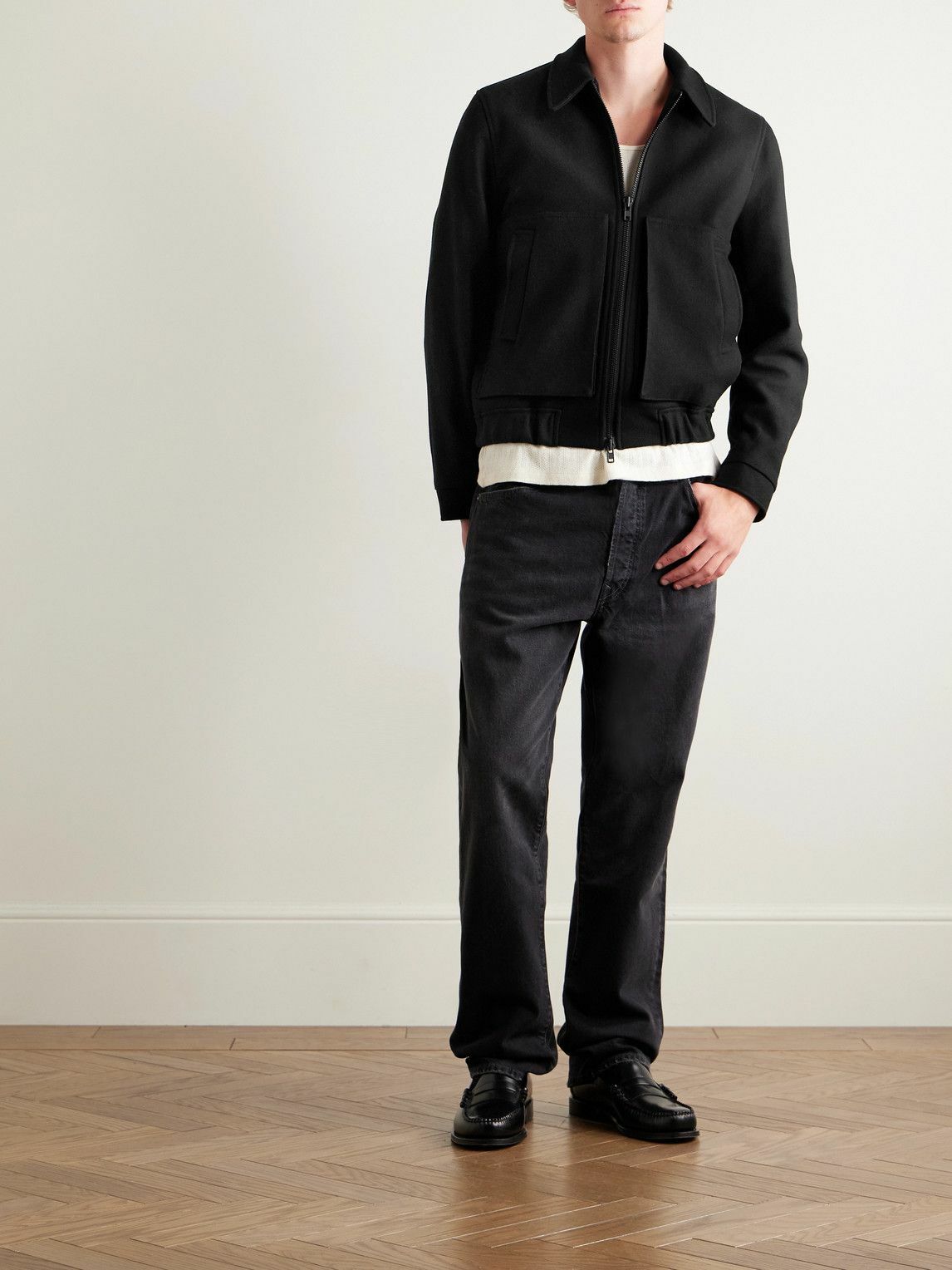 Oliver Spencer - Arlington Wool-Blend Felt Bomber Jacket - Black