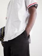 Thom Browne - Logo-Appliquéd Striped Cotton-Oxford Shirt - Gray