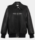 Alexander McQueen Oversized leather bomber jacket