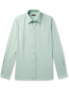 TOM FORD - Slim-Fit Cutaway-Collar Silk-Poplin Shirt - Green