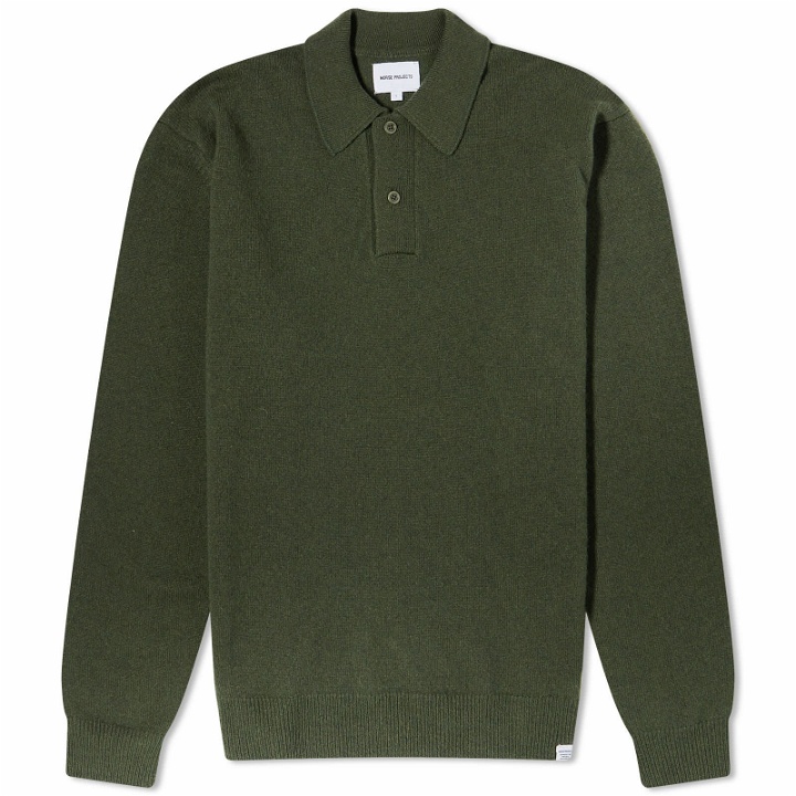Photo: Norse Projects Men's Marco Merino Lambswool Polo Shirt in Army Green