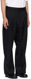 Khoki Black Tuck-Detail Trousers