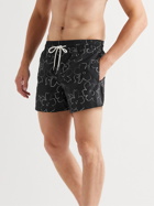Atalaye - Dorrea Mid-Length Printed Recycled Swim Shorts - Black