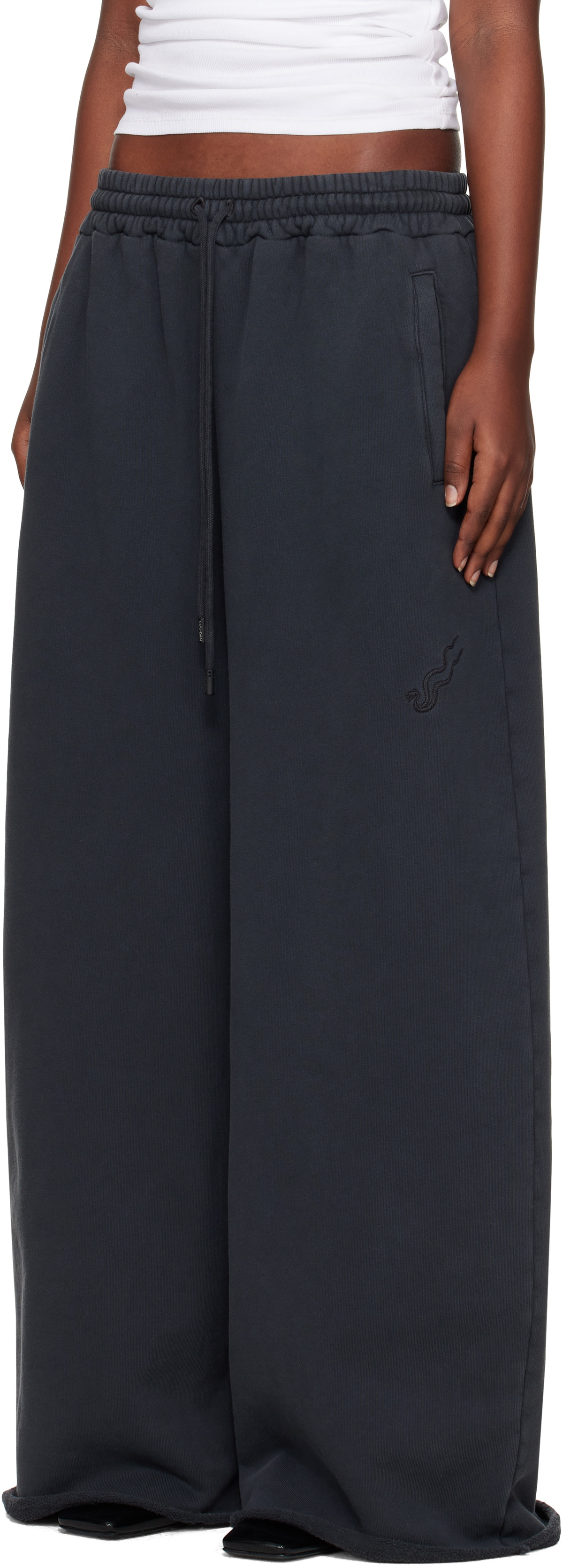 LU'U DAN Black Raw-Cut Bontan Sweatpants