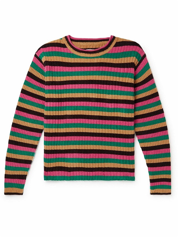 Photo: Wales Bonner - Striped Ribbed Wool-Blend Chenille Sweater - Multi