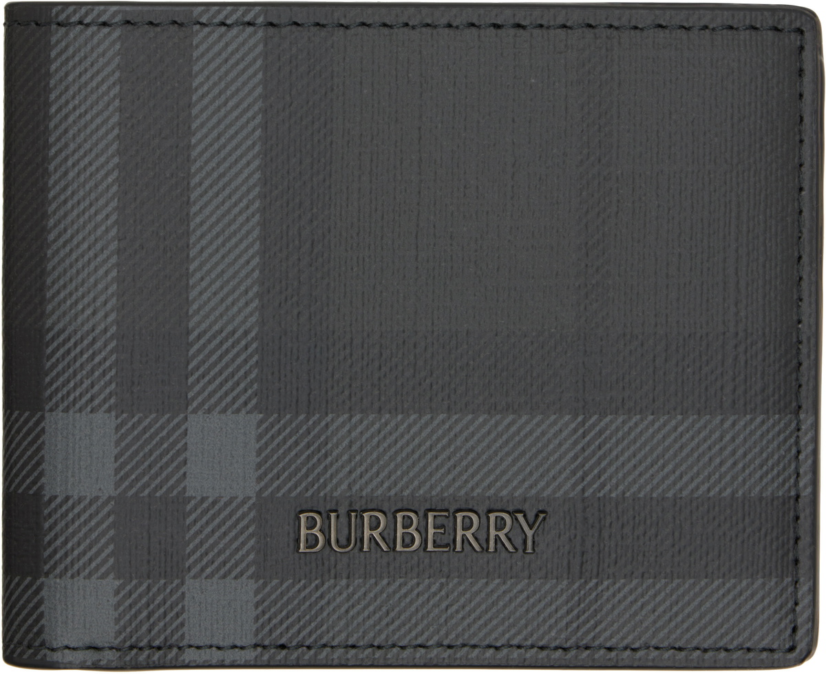 Burberry Gray City Check Slim Bifold Wallet