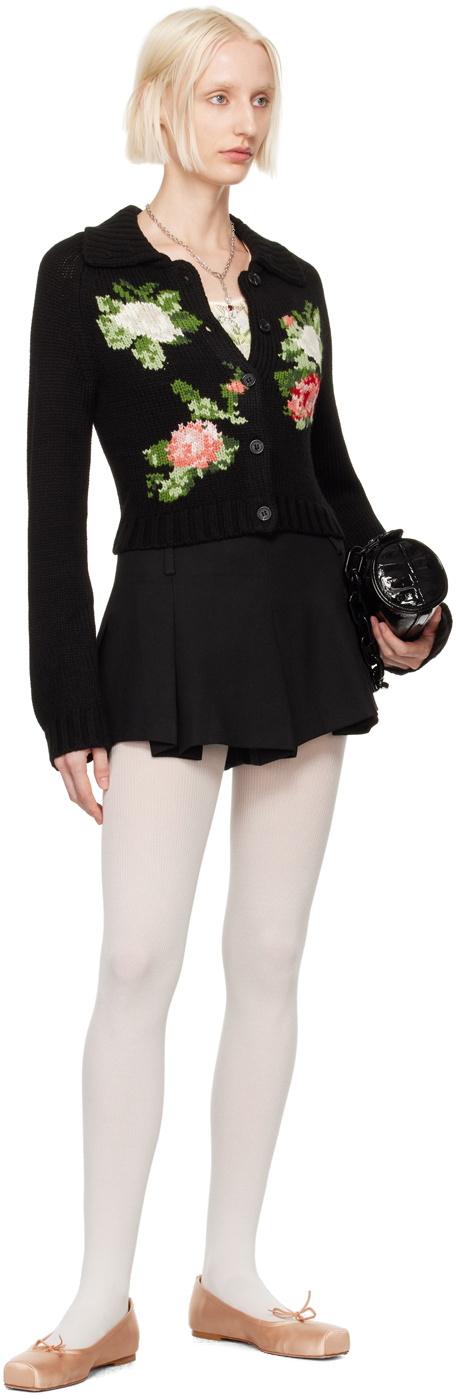 Yuhan Wang Black Rose Intarsia Cardigan