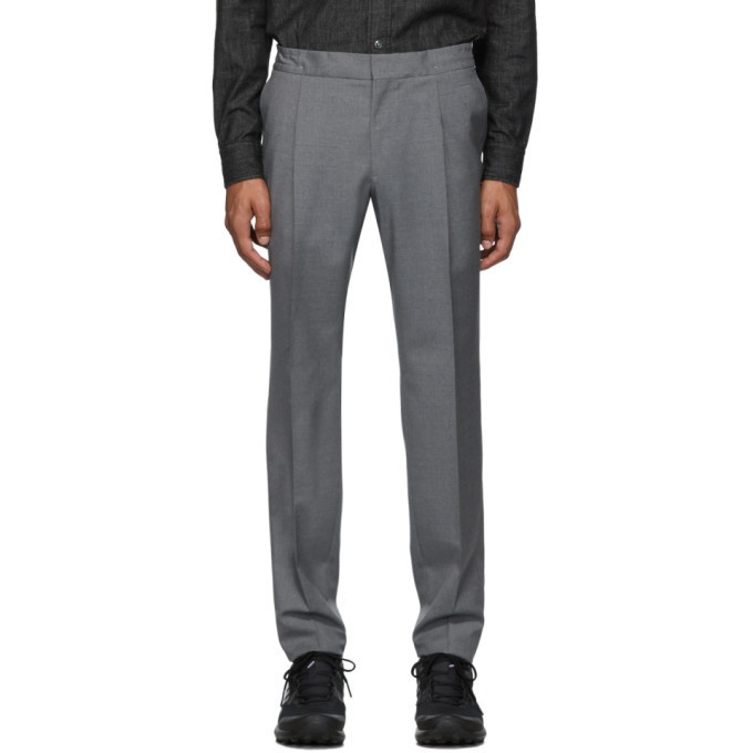 Photo: Z Zegna Grey Formal Banded Drawstring Trousers