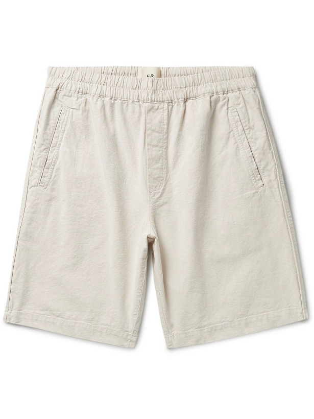 Photo: Folk - Straight-Leg Linen and Cotton-Blend Shorts - Neutrals