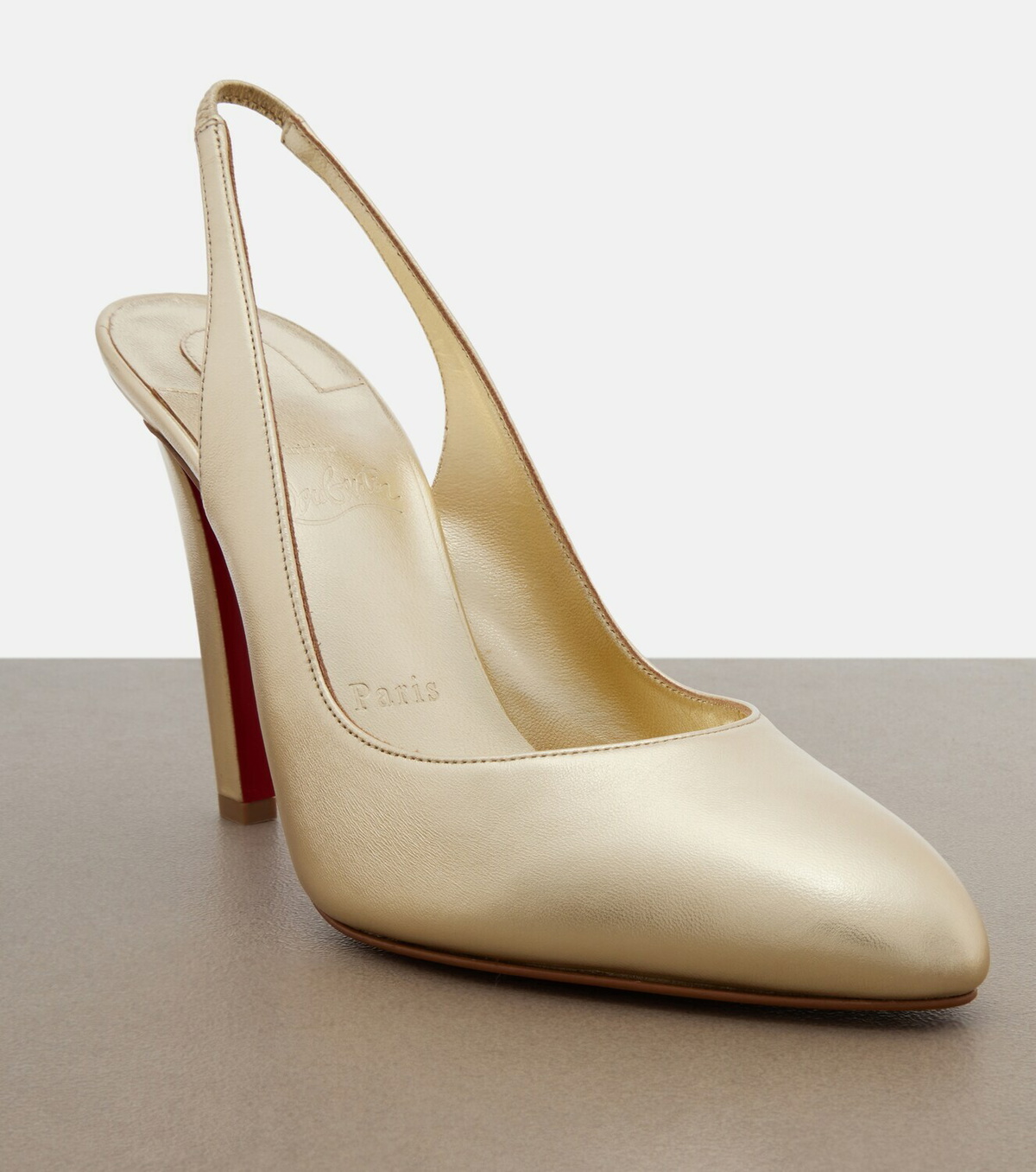 Christian Louboutin Fannylove metallic leather slingback pumps