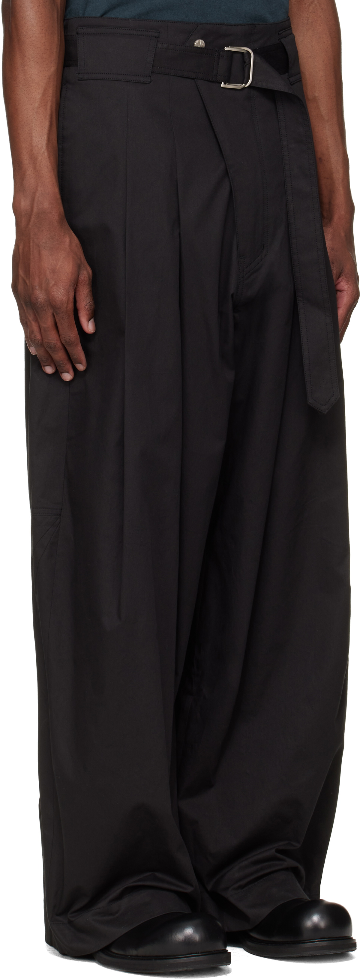 FFFPOSTALSERVICE Black Wide Belted Trousers