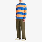 Polo Ralph Lauren Men's Long Sleeve Rugby Shirt in Classic Peach/New Iris Blue