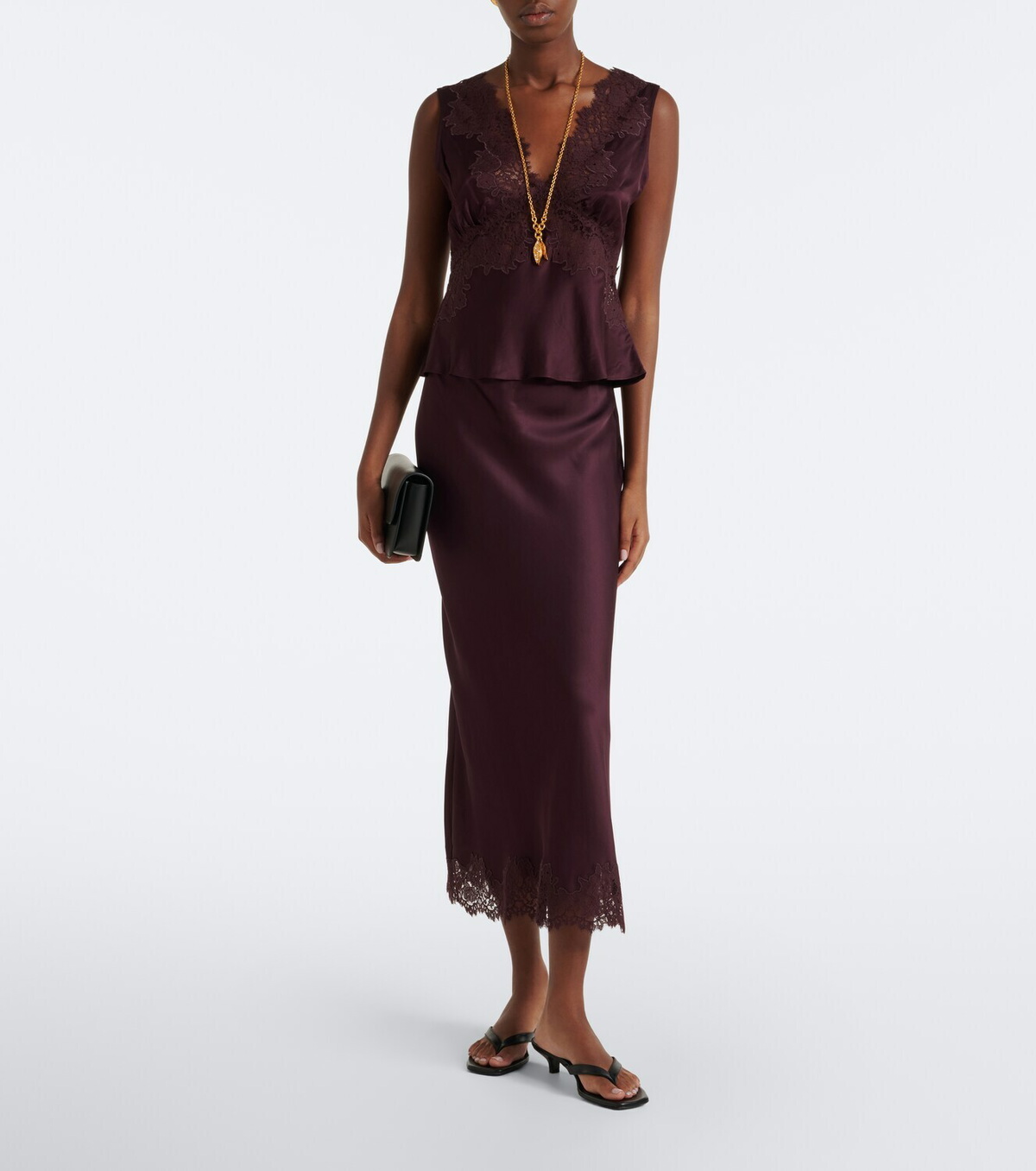 Rixo Emmie lace-trimmed satin top