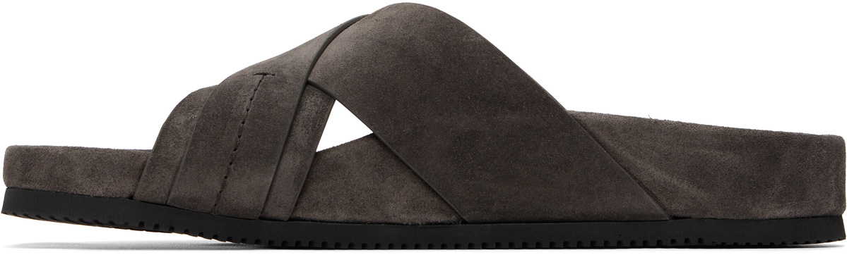 TOM FORD Gray Suede Wicklow Slides