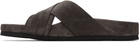 TOM FORD Gray Suede Wicklow Slides