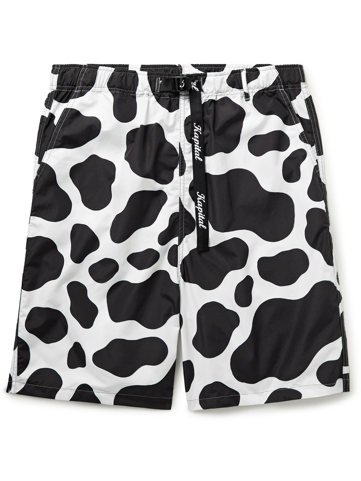 KAPITAL Wide-Leg Cow-Print Poplin Shorts White KAPITAL