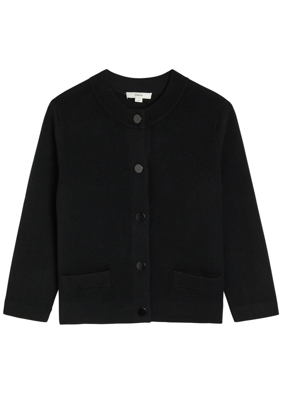 Vince Shrunken Snap Wool-blend Cardigan Black