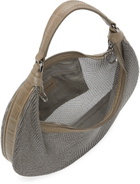 Staud Silver & Taupe Chainmail Sasha Bag