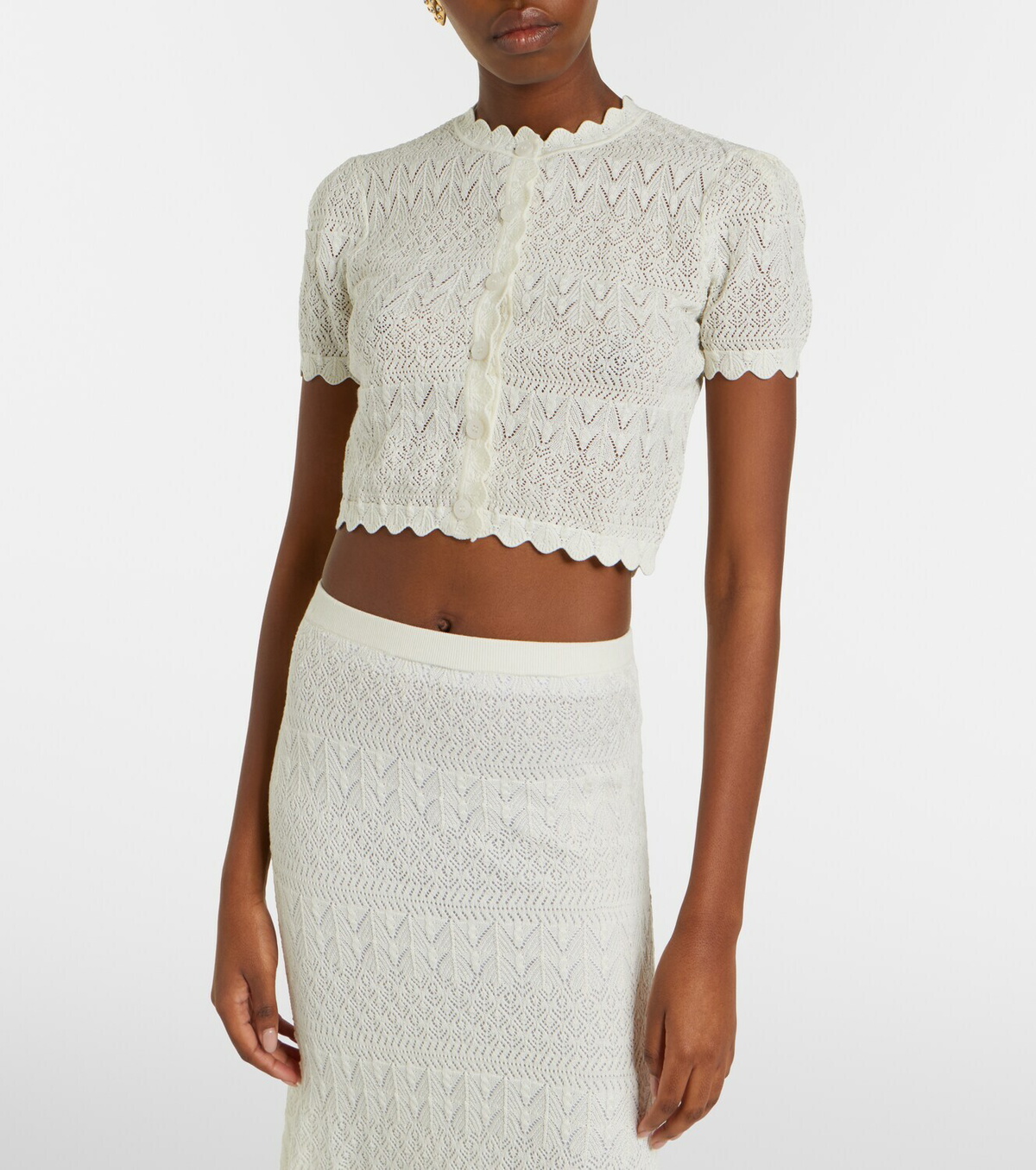 Self-Portrait Pointelle cropped cardigan