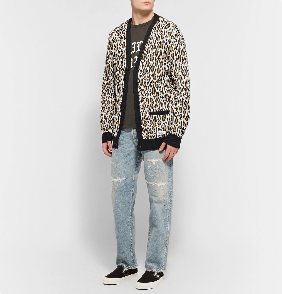 Wacko Maria - Leopard-Jacquard Cotton Cardigan - Off-white