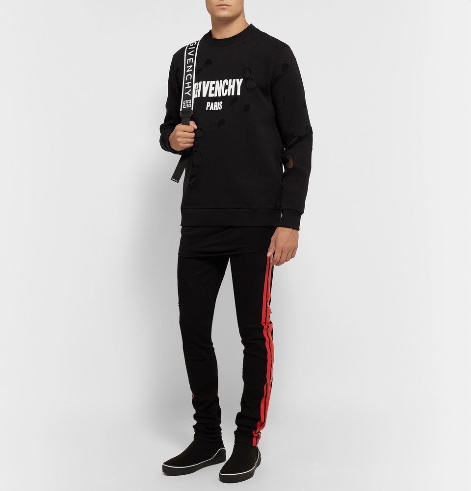 Givenchy - Distressed Logo-Print Cotton-Jersey Sweatshirt - Men