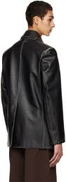 MM6 Maison Margiela Black Distressed Leather Jacket