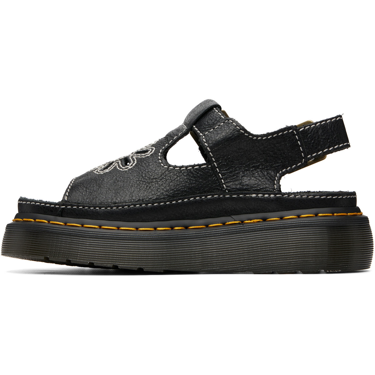 Dr. Martens Black Dunnet Flower Full Grain Leather Sandals