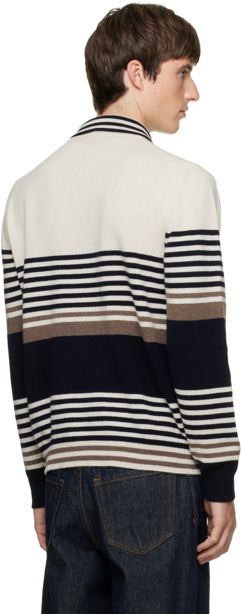 Paul Smith Off-White Stripe Wool Polo Sweater