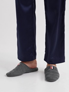 Thom Browne - Grosgrain-Trimmed Wool and Cashmere-Blend Flannel Slippers - Gray