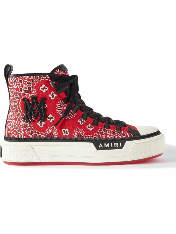 Photo: AMIRI - Leather-Trimmed Paisley-Print Canvas High-Top Sneakers - Red