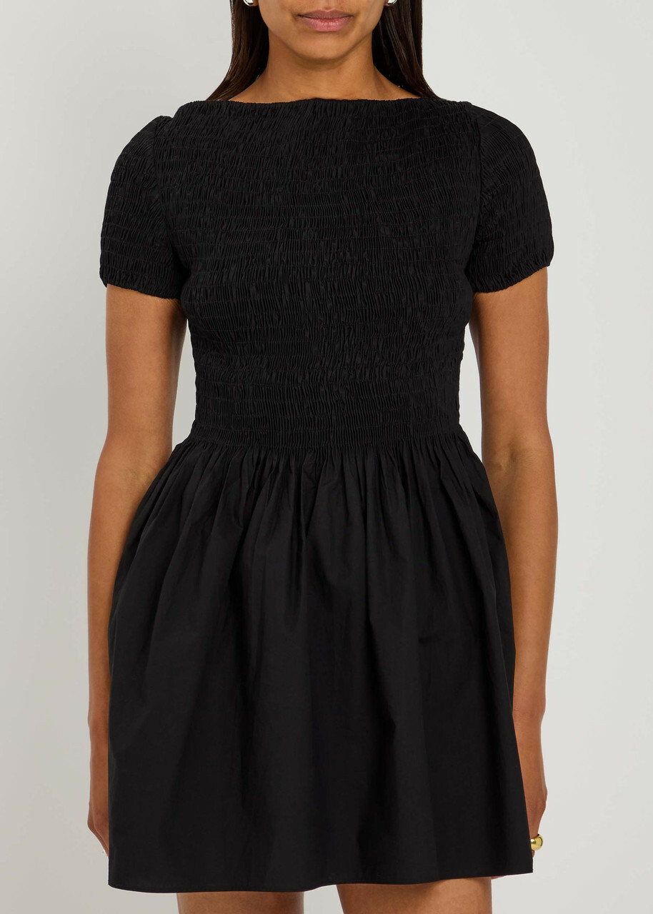 Faithfull The Brand Deboni Cotton-poplin Mini Dress Black Faithfull The  Brand