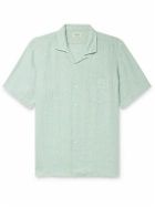 Hartford - Palm Convertible-Collar Linen Shirt - Blue