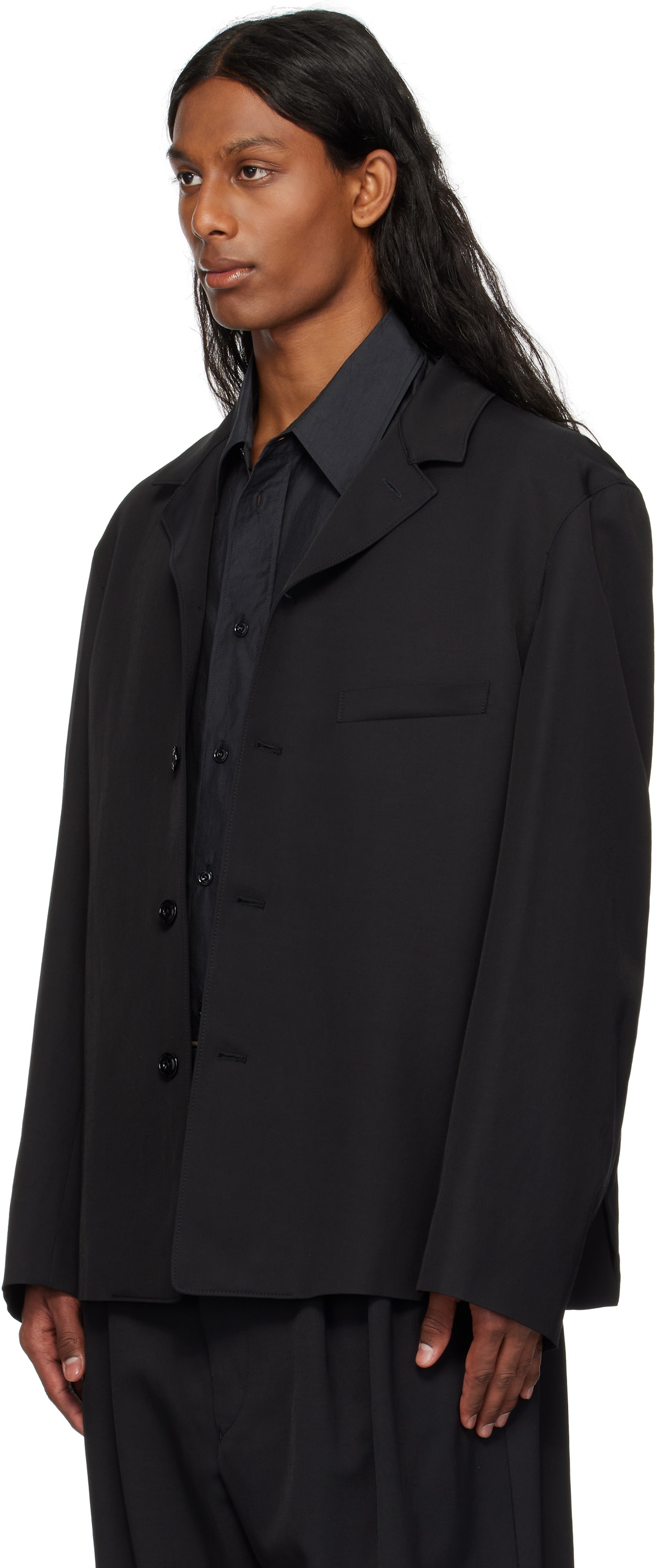 LEMAIRE Black Tailored Shirt Jacket Lemaire