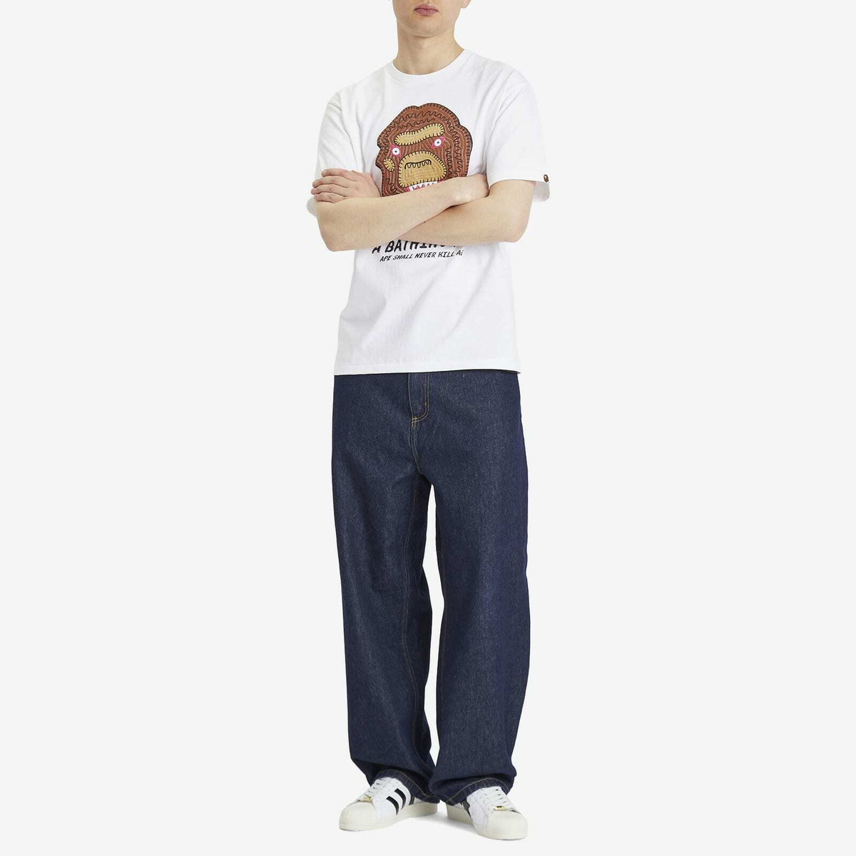 A Bathing Ape Men's Embroidery Style Souvenir Logo T-Shirt in White