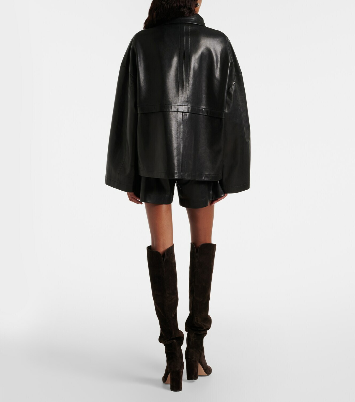 Nour Hammour Barrel leather shorts