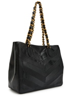 Valentino Garavani Logo-plaque Chevron Leather Tote bag - Black - One Size