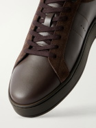 J.M. Weston - On Time Suede-Trimmed Leather Sneakers - Brown