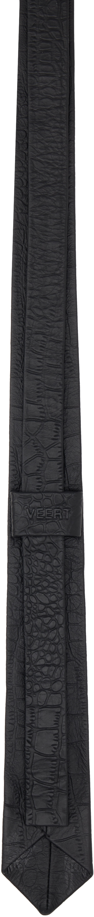 VEERT Black Croco Leather Tie