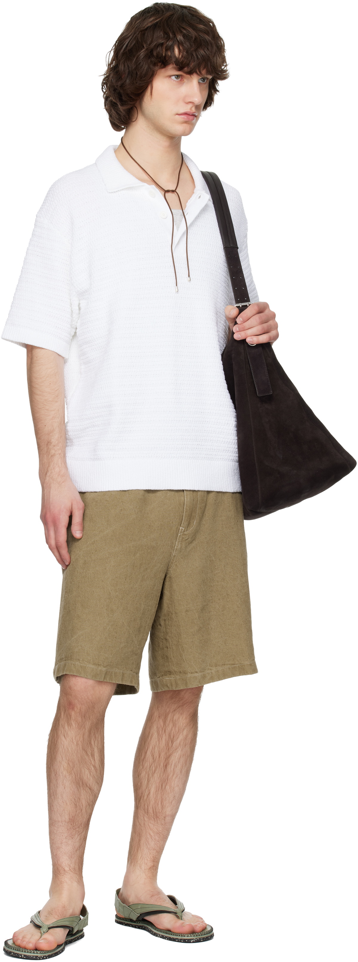 Solid Homme White Textured Polo