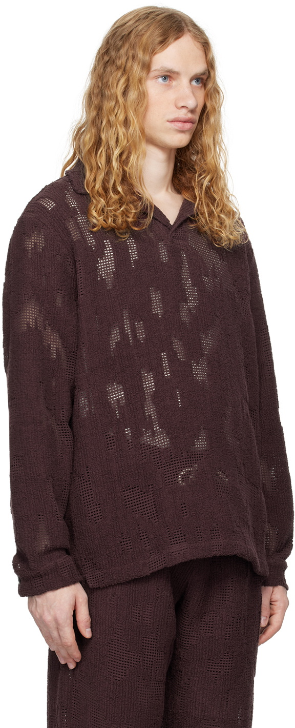 OAS Burgundy Crochet Polo