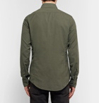 TOM FORD - Slim-Fit Button-Down Collar Cotton and Cashmere-Blend Twill Shirt - Green