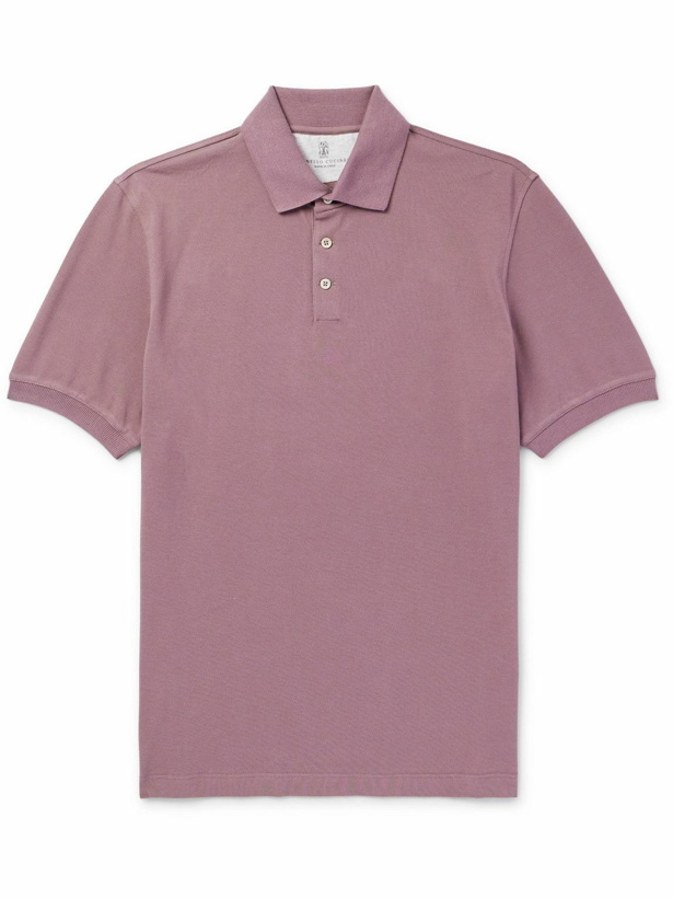 Photo: Brunello Cucinelli - Slim-Fit Cotton-Piqué Polo Shirt - Purple