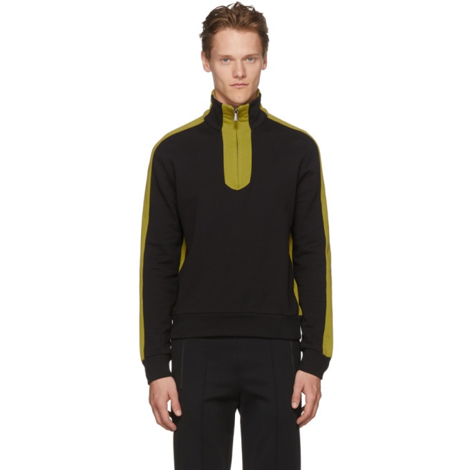 Photo: Bottega Veneta Black and Yellow Colorblock Zip-Up Sweater